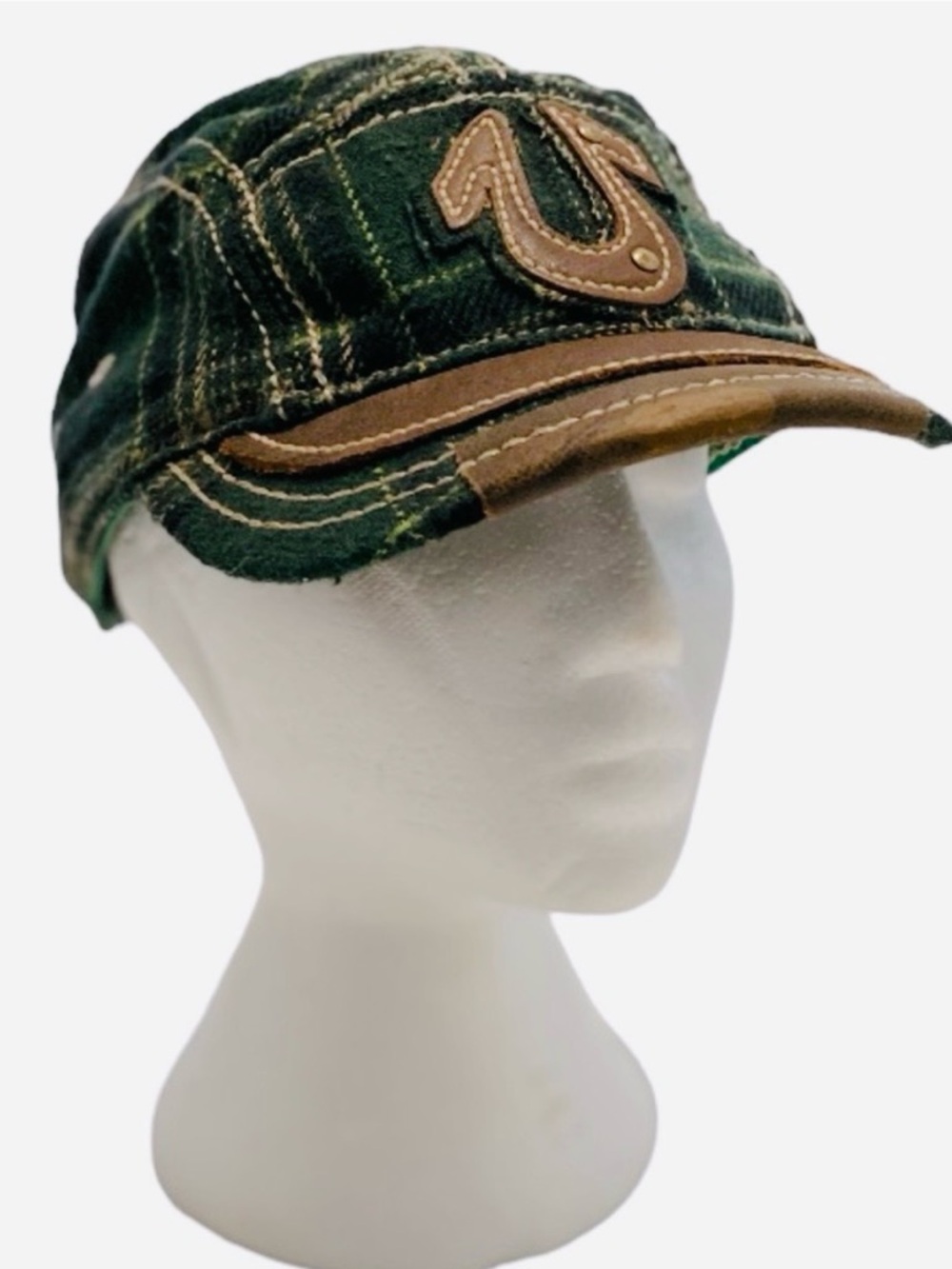 True Religion Distressed Wool Laine Pleated Cap Size OS